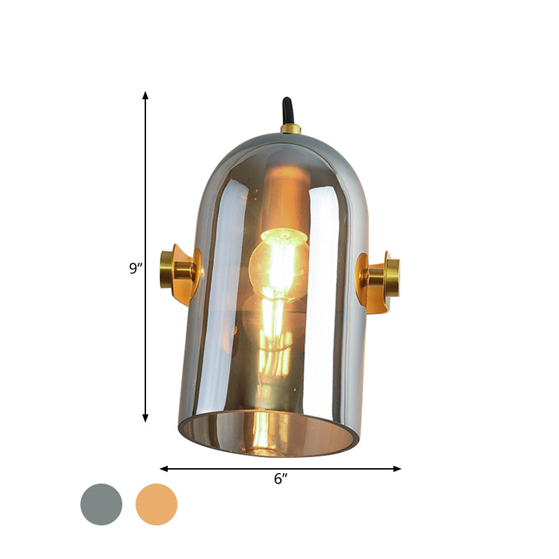 Swivel Shade Cloche Bedside Sconce Ideas Amber/Smoke Glass 1 Bulb Vintage Wall Mounted Light Clearhalo 'Cast Iron' 'Glass' 'Industrial' 'Modern wall lights' 'Modern' 'Tiffany' 'Traditional wall lights' 'Wall Lamps & Sconces' 'Wall Lights' Lighting' 1772753