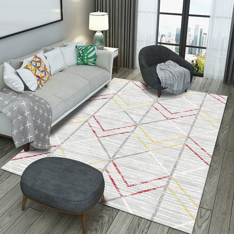 Grey Striped Pattern Rug Polyester Modern Rug Washable Anti-Slip Pet Friendly Area Rug for Living Room Red Clearhalo 'Area Rug' 'Modern' 'Rugs' Rug' 1779382