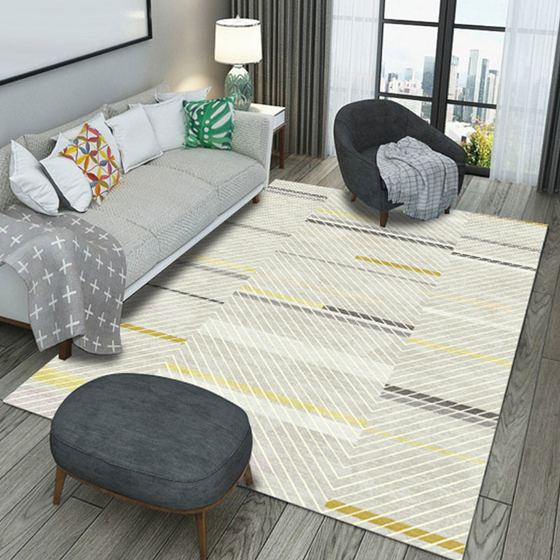 Grey Striped Pattern Rug Polyester Modern Rug Washable Anti-Slip Pet Friendly Area Rug for Living Room Yellow Clearhalo 'Area Rug' 'Modern' 'Rugs' Rug' 1779388