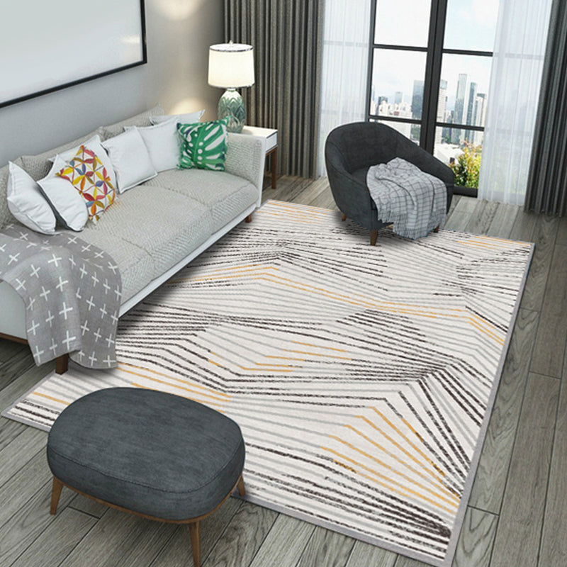 Grey Striped Pattern Rug Polyester Modern Rug Washable Anti-Slip Pet Friendly Area Rug for Living Room Dark Yellow Clearhalo 'Area Rug' 'Modern' 'Rugs' Rug' 1779390