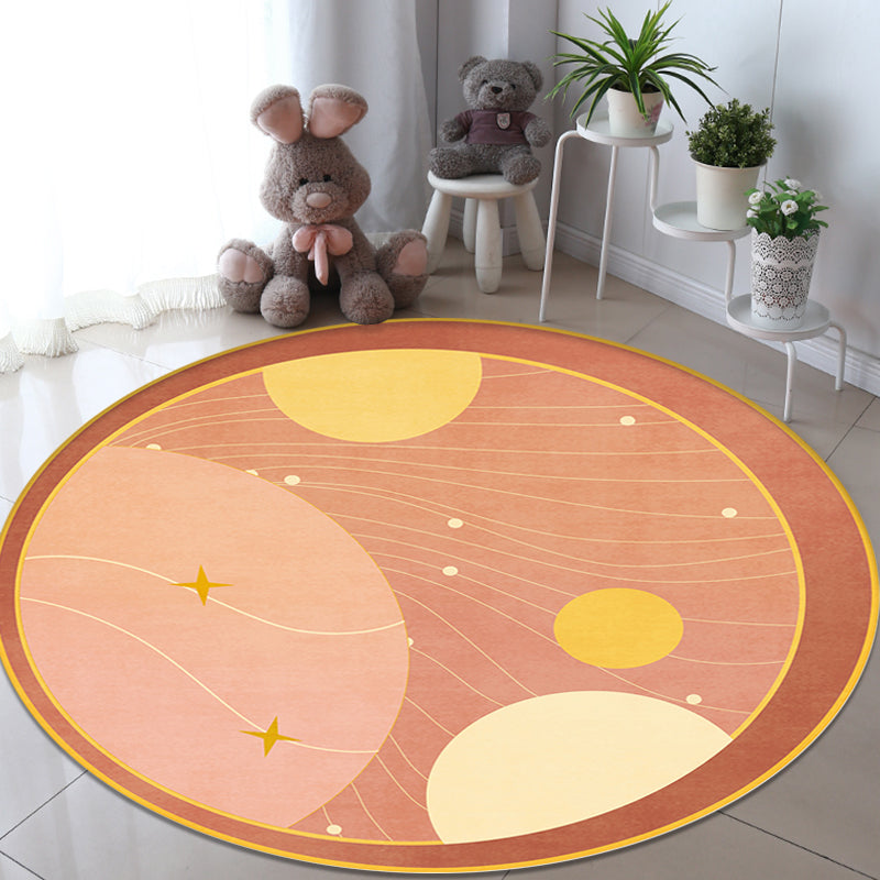 Multicolor Outer Space Pattern Rug Polyester Modern Rug Washable Anti-Slip Pet Friendly Area Rug for Living Room Pink Clearhalo 'Area Rug' 'Modern' 'Rugs' Rug' 1779411