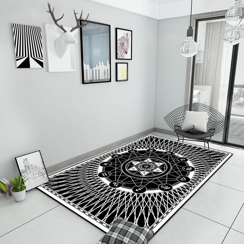 Black Geometric Pattern Rug Polyester Modern Rug Washable Anti-Slip Pet Friendly Area Rug for Living Room Gloss Black Clearhalo 'Area Rug' 'Modern' 'Rugs' Rug' 1779429