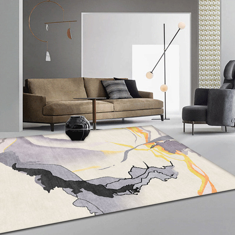 Grey Abstract Rug Polyester Modern Rug Washable Anti-Slip Pet Friendly Area Rug for Living Room Grey Clearhalo 'Area Rug' 'Modern' 'Rugs' Rug' 1779470