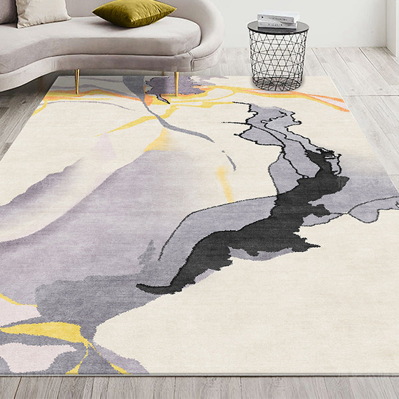 Grey Abstract Rug Polyester Modern Rug Washable Anti-Slip Pet Friendly Area Rug for Living Room Clearhalo 'Area Rug' 'Modern' 'Rugs' Rug' 1779471