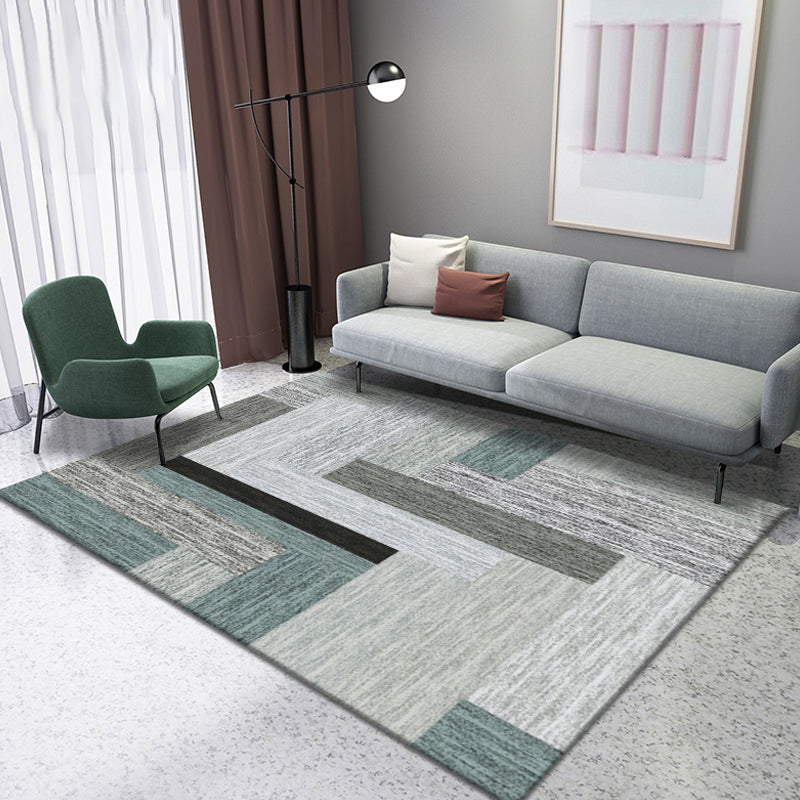 Modern Geometric Pattern Rug Multicolor Polyester Rug Non-Slip Backing Washable Pet Friendly Carpet for Bedroom Green Clearhalo 'Area Rug' 'Modern' 'Rugs' Rug' 1779520