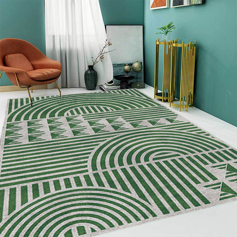 Creative Modernist Rug Polyester Geometric and Stripe Pattern Rug Washable Pet Friendly Non-Slip Carpet for Living Room Green Clearhalo 'Area Rug' 'Modern' 'Rugs' Rug' 1779580