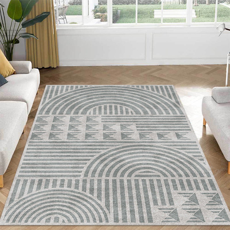 Creative Modernist Rug Polyester Geometric and Stripe Pattern Rug Washable Pet Friendly Non-Slip Carpet for Living Room Grey Clearhalo 'Area Rug' 'Modern' 'Rugs' Rug' 1779583