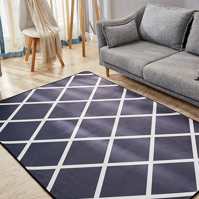 Modernist Geometric Pattern Rug Grey and Blue Polyester Rug Non-Slip Backing Washable Pet Friendly Carpet for Home Navy Clearhalo 'Area Rug' 'Modern' 'Rugs' Rug' 1779678