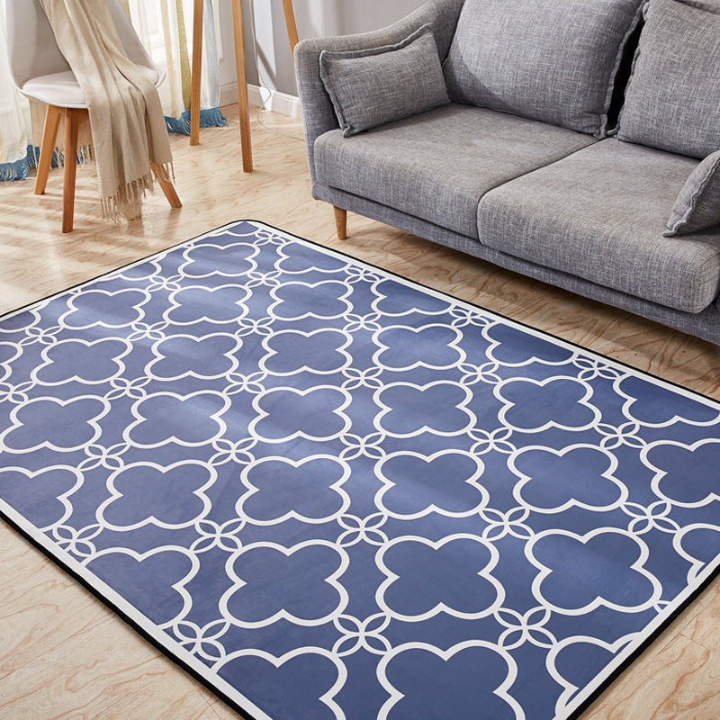 Modernist Geometric Pattern Rug Grey and Blue Polyester Rug Non-Slip Backing Washable Pet Friendly Carpet for Home Blue Clearhalo 'Area Rug' 'Modern' 'Rugs' Rug' 1779679