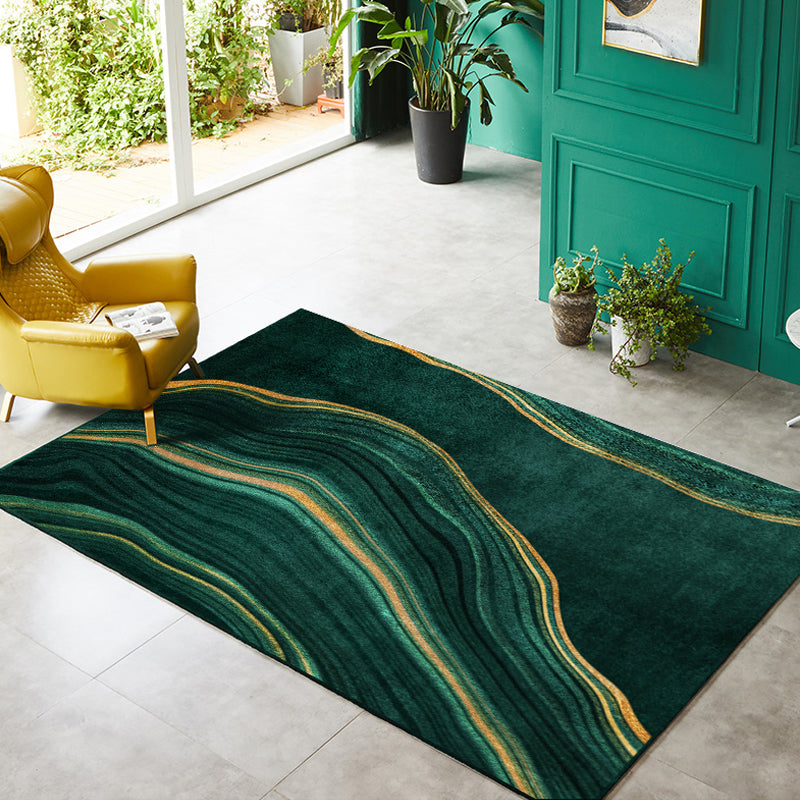 Green Abstract Pattern Rug Polyester Modern Rug Washable Anti-Slip Pet Friendly Area Rug for Living Room Dark Army Green Clearhalo 'Area Rug' 'Modern' 'Rugs' Rug' 1779687