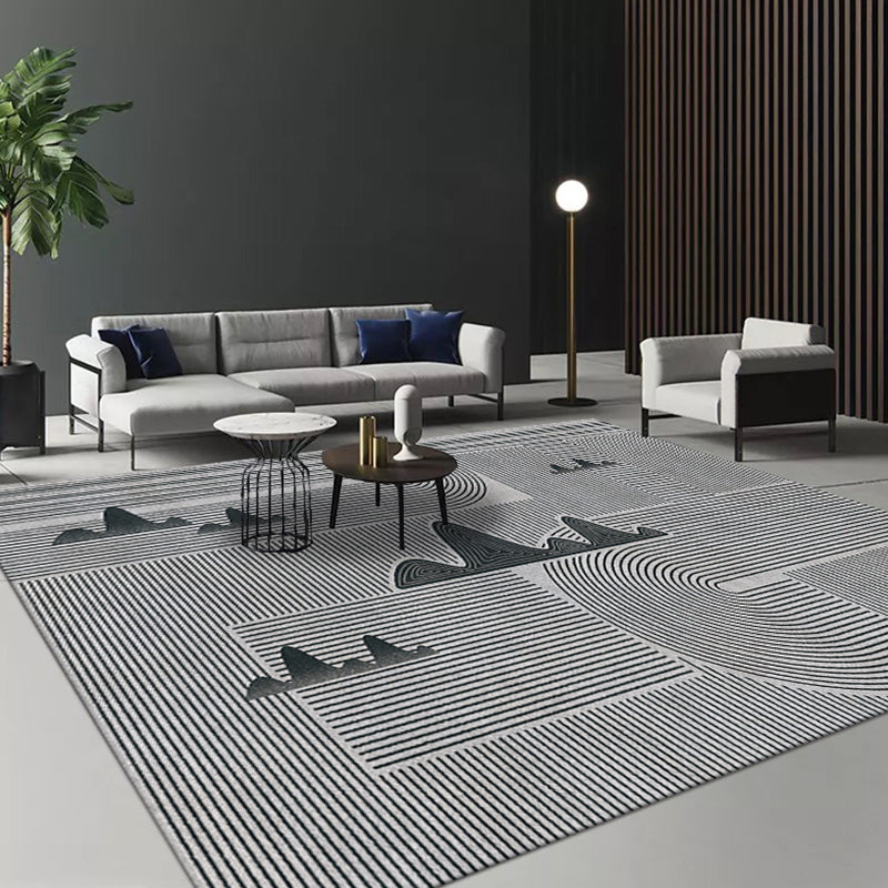 Stylish Modernism Rug Multicolor Striped Pattern Rug Pet Friendly Anti-Slip Washable Area Rug for Decoration Grey Clearhalo 'Area Rug' 'Modern' 'Rugs' Rug' 1779690