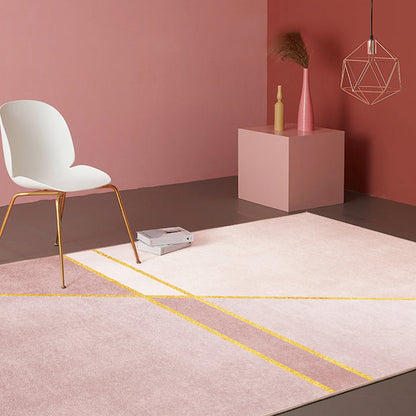 Contemporary Colorblock Rug Pink Polyester Rug Non-Slip Backing Washable Pet Friendly Carpet for Home Pink Clearhalo 'Area Rug' 'Modern' 'Rugs' Rug' 1779726