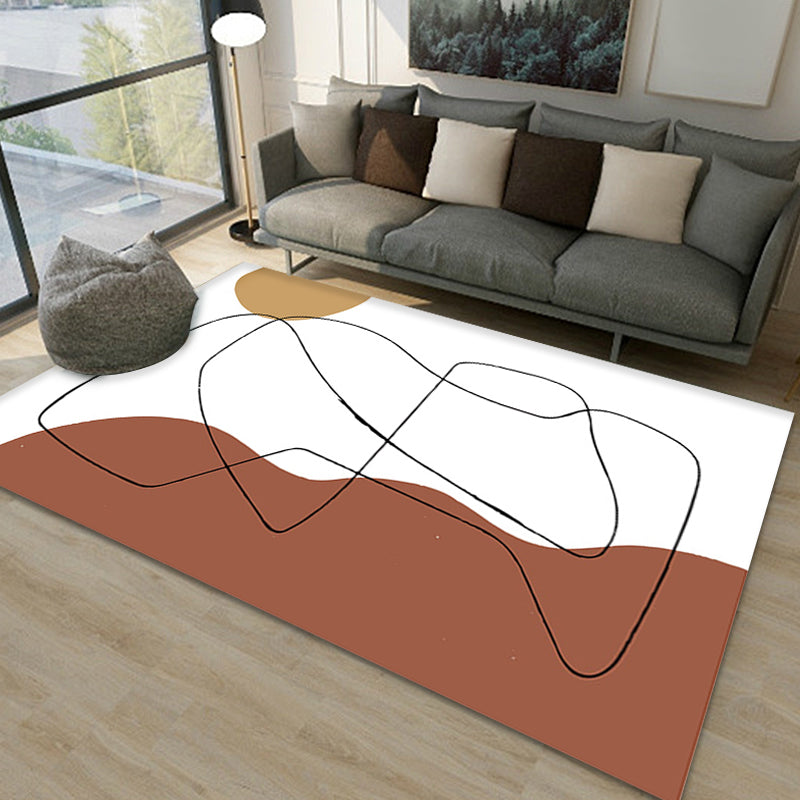 Unique White Modernist Rug Polyester Colorblock Rug Washable Pet Friendly Non-Slip Carpet for Living Room Clearhalo 'Area Rug' 'Modern' 'Rugs' Rug' 1779811