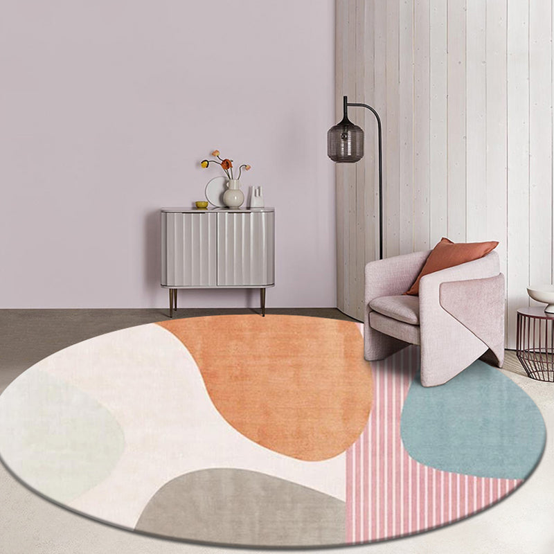 Pink Multicolor Colorblock Rug Polyester Modern Rug Washable Anti-Slip Pet Friendly Area Rug for Living Room Yellow-Red Clearhalo 'Area Rug' 'Modern' 'Rugs' Rug' 1779813