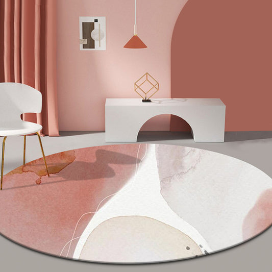 Pink Multicolor Colorblock Rug Polyester Modern Rug Washable Anti-Slip Pet Friendly Area Rug for Living Room Red Clearhalo 'Area Rug' 'Modern' 'Rugs' Rug' 1779820