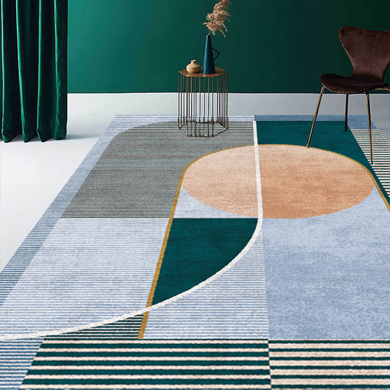 Multicolor Geometric Pattern Rug with Stripe Polyester Modern Rug Washable Anti-Slip Pet Friendly Area Rug for Living Room Grey Clearhalo 'Area Rug' 'Modern' 'Rugs' Rug' 1779840