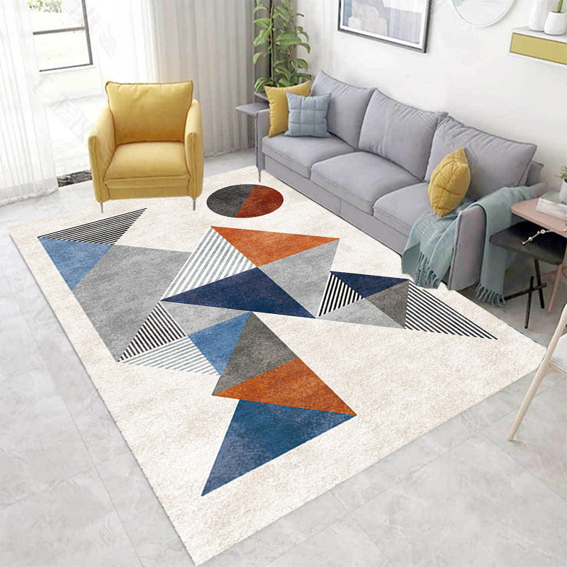 Multicolor Geometric Pattern Rug with Stripe Polyester Modern Rug Washable Anti-Slip Pet Friendly Area Rug for Living Room Blue Clearhalo 'Area Rug' 'Modern' 'Rugs' Rug' 1779843