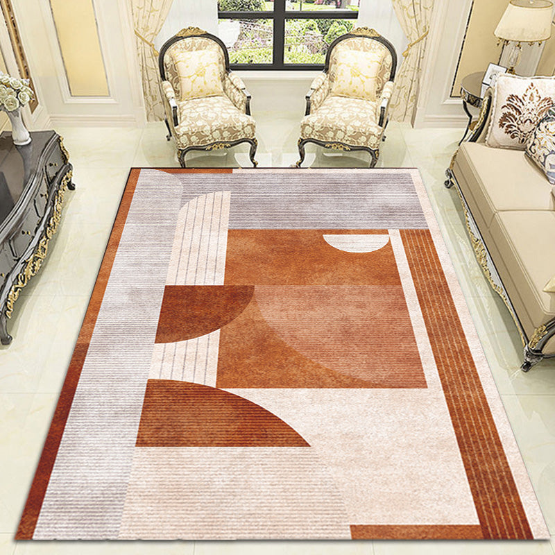 Multicolor Geometric Pattern Rug with Stripe Polyester Modern Rug Washable Anti-Slip Pet Friendly Area Rug for Living Room Red Clearhalo 'Area Rug' 'Modern' 'Rugs' Rug' 1779849