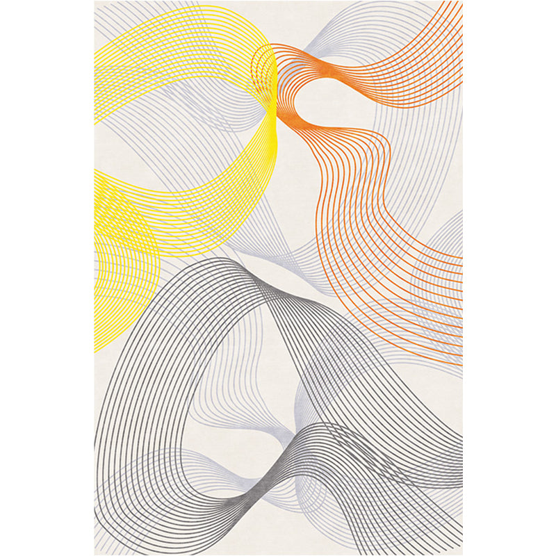 Modernist Swirl Stripe Pattern Rug Grey and Yellow Polyester Rug Non-Slip Backing Washable Pet Friendly Carpet for Home Clearhalo 'Area Rug' 'Modern' 'Rugs' Rug' 1779870