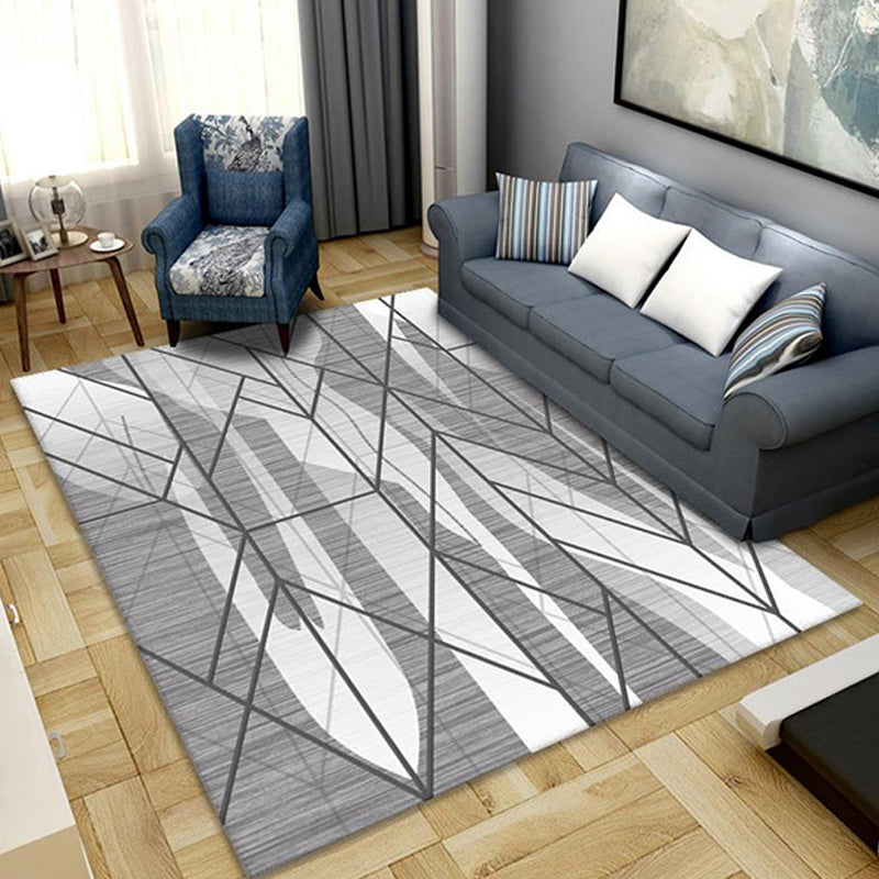 Unique Multicolor Modernist Rug Polyester Striped and Geometric Pattern Rug Washable Pet Friendly Non-Slip Carpet for Living Room Grey Clearhalo 'Area Rug' 'Modern' 'Rugs' Rug' 1779895