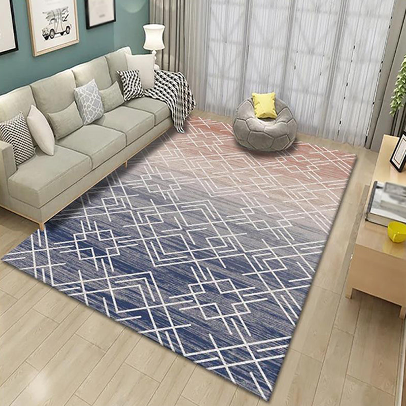 Unique Multicolor Modernist Rug Polyester Striped and Geometric Pattern Rug Washable Pet Friendly Non-Slip Carpet for Living Room Purplish Blue Clearhalo 'Area Rug' 'Modern' 'Rugs' Rug' 1779899