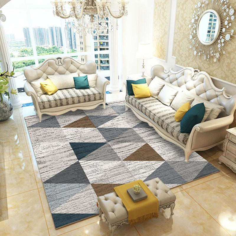 Multicolor Geometric Pattern Rug Polyester Modern Rug Washable Anti-Slip Pet Friendly Area Rug for Living Room Smoke Gray Clearhalo 'Area Rug' 'Modern' 'Rugs' Rug' 1779936