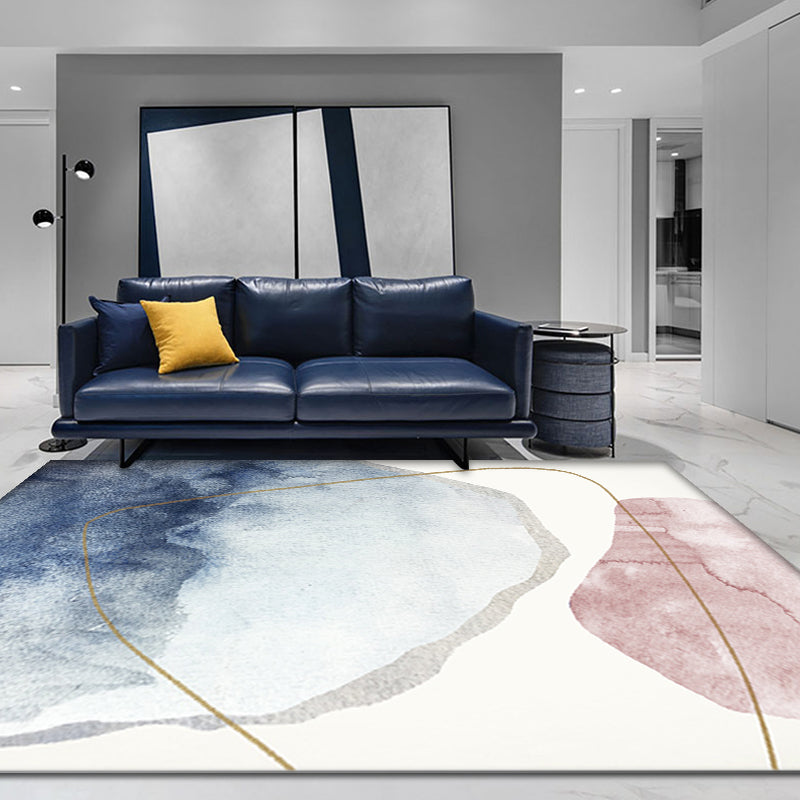 Unique Blue Modernist Rug Polyester Colorblock Rug Washable Pet Friendly Non-Slip Carpet for Living Room Blue Clearhalo 'Area Rug' 'Rug' 1779975