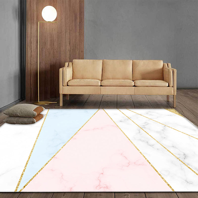 Stylish Modernism Rug Pink and White Geometric Pattern Rug Pet Friendly Anti-Slip Washable Area Rug for Decoration White Clearhalo 'Area Rug' 'Rug' 1779989