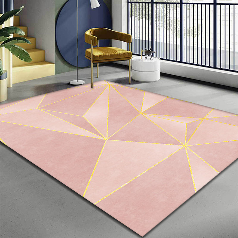 Stylish Modernism Rug Pink and White Geometric Pattern Rug Pet Friendly Anti-Slip Washable Area Rug for Decoration Gold Clearhalo 'Area Rug' 'Rug' 1779990