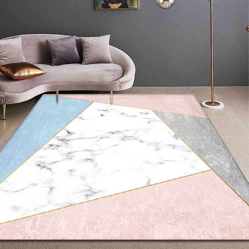 Stylish Modernism Rug Pink and White Geometric Pattern Rug Pet Friendly Anti-Slip Washable Area Rug for Decoration Blue Clearhalo 'Area Rug' 'Rug' 1779991