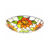 Hotel Dome Flush Mount Light with Sunflower Pattern Stained Glass Orange Ceiling Lamp Clearhalo 'Ceiling Lights' 'Close To Ceiling Lights' 'Close to ceiling' 'Flush mount' Lighting' 177999