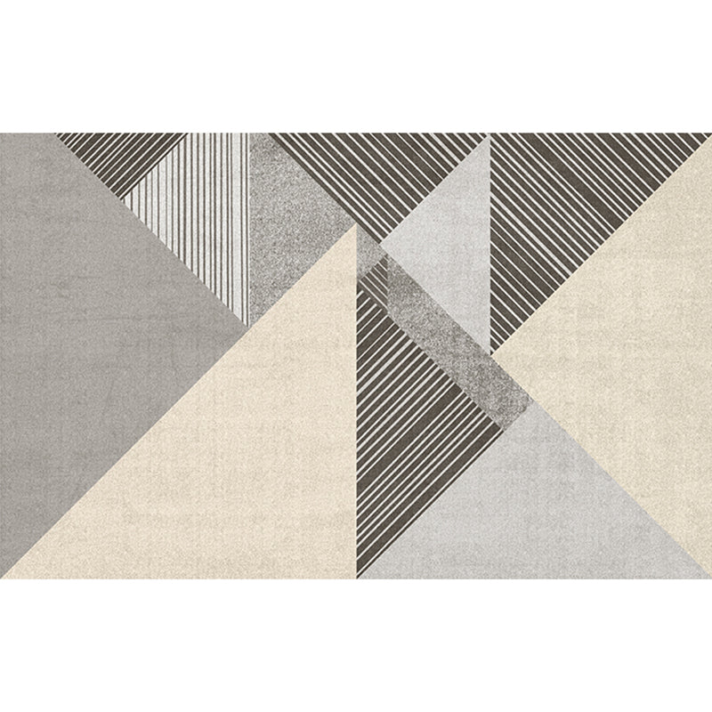 Grey Geometric Pattern Rug with Stripe Polyester Modern Rug Washable Anti-Slip Pet Friendly Area Rug for Living Room Clearhalo 'Area Rug' 'Modern' 'Rugs' Rug' 1780036