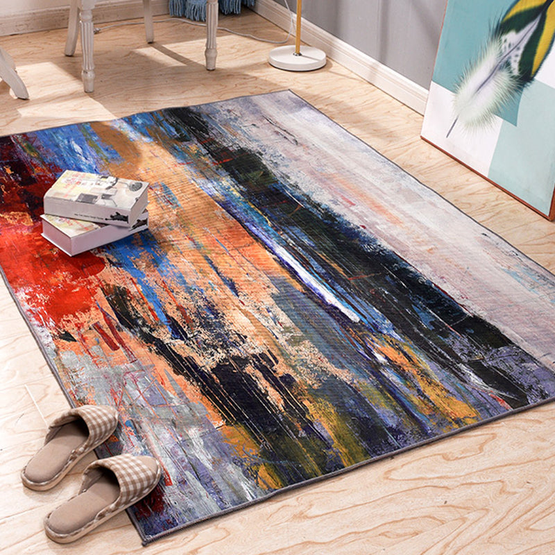 Multicolor Brushstroke Pattern Rug Polyester Modern Rug Washable Anti-Slip Pet Friendly Area Rug for Living Room Gloss Black Clearhalo 'Area Rug' 'Modern' 'Rugs' Rug' 1780083