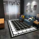 Stylish Modernism Rug Black and White Geometric Pattern Rug Pet Friendly Anti-Slip Washable Area Rug for Decoration Matte Black Clearhalo 'Area Rug' 'Modern' 'Rugs' Rug' 1780086