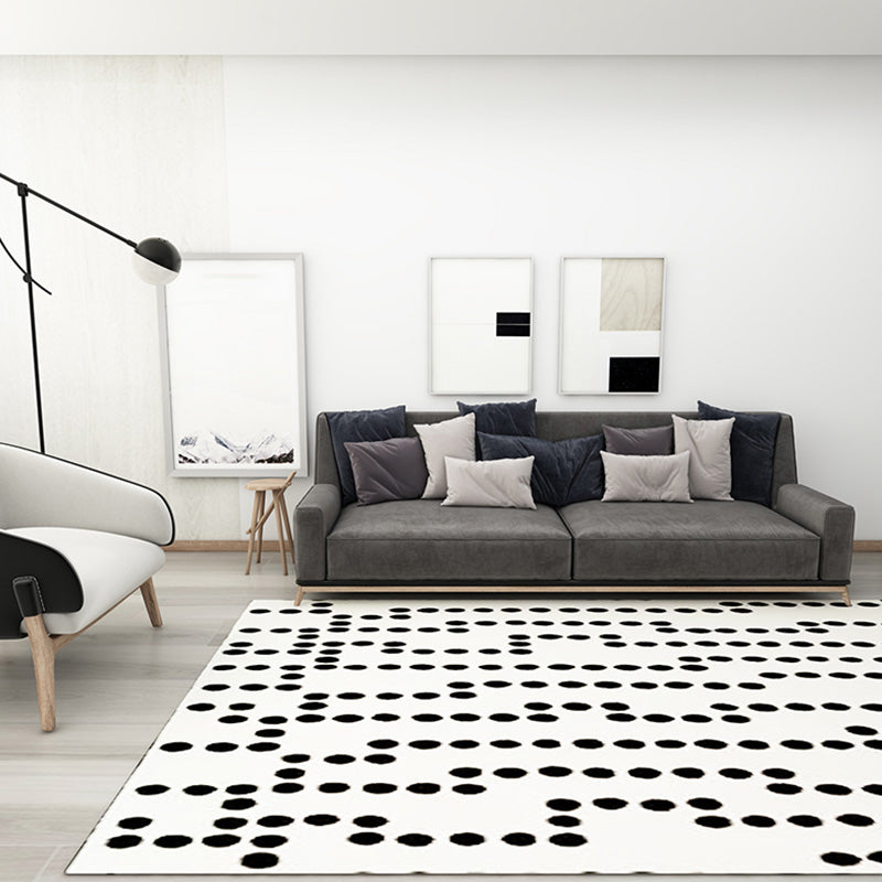 Stylish Modernism Rug Black and White Geometric Pattern Rug Pet Friendly Anti-Slip Washable Area Rug for Decoration White Clearhalo 'Area Rug' 'Modern' 'Rugs' Rug' 1780092