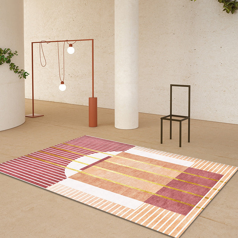 Novelty Geometric Pattern Rug with Stripe Grey and Green Polyester Rug Non-Slip Backing Washable Pet Friendly Carpet for Home Red Clearhalo 'Area Rug' 'Modern' 'Rugs' Rug' 1780157