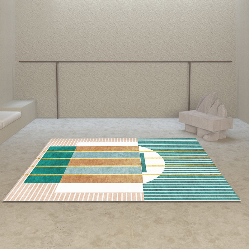 Novelty Geometric Pattern Rug with Stripe Grey and Green Polyester Rug Non-Slip Backing Washable Pet Friendly Carpet for Home Green Clearhalo 'Area Rug' 'Modern' 'Rugs' Rug' 1780160