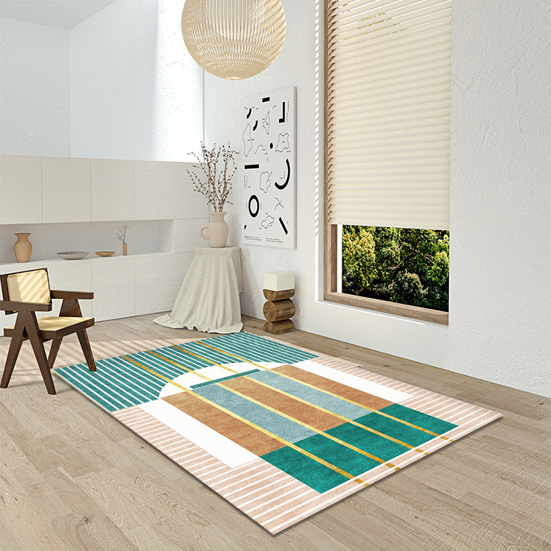 Novelty Geometric Pattern Rug with Stripe Grey and Green Polyester Rug Non-Slip Backing Washable Pet Friendly Carpet for Home Clearhalo 'Area Rug' 'Modern' 'Rugs' Rug' 1780161