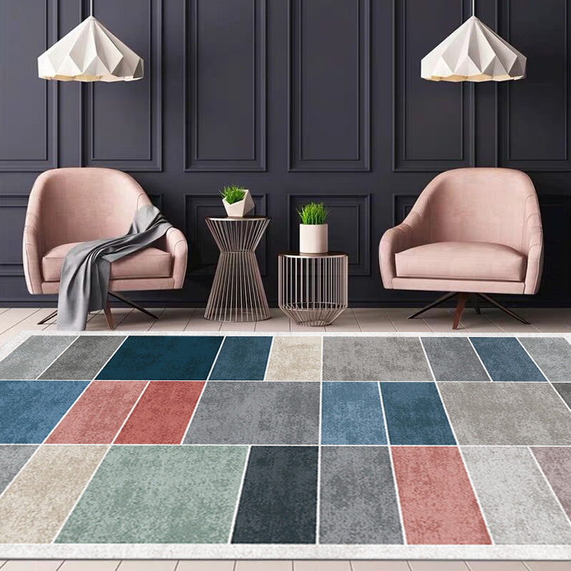 Multicolor Geometric Pattern Rug with Stripe Polyester Modern Rug Washable Anti-Slip Pet Friendly Area Rug for Living Room Clearhalo 'Area Rug' 'Modern' 'Rugs' Rug' 1780179