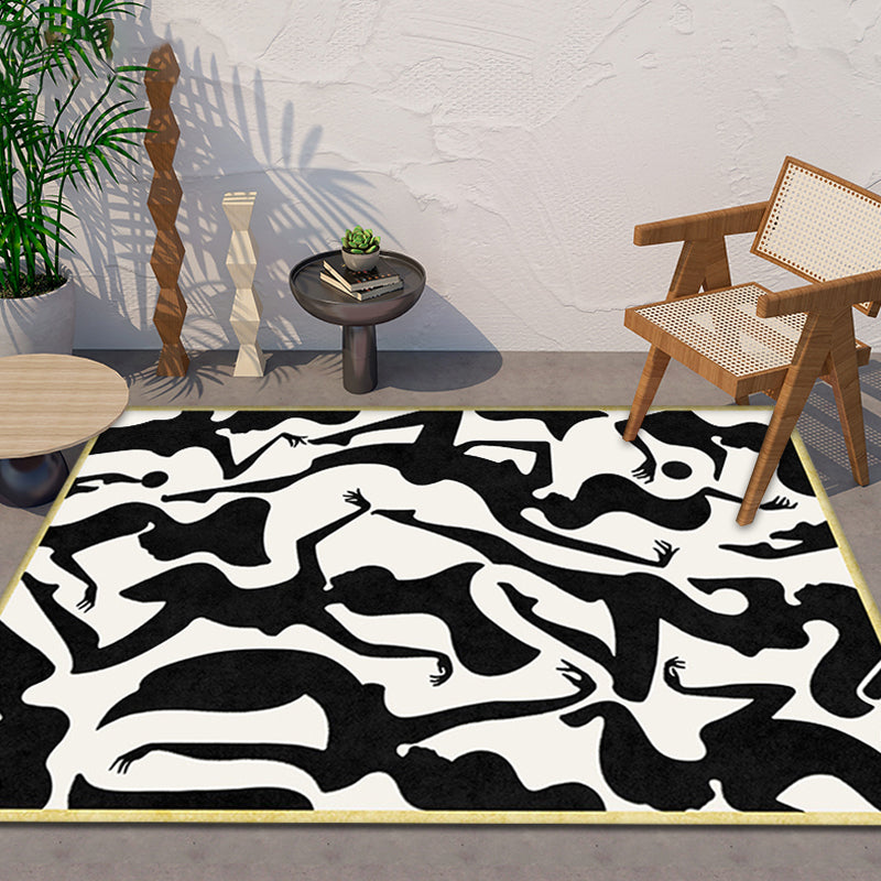 Stylish Nordic Rug Black and White Abstract Rug Pet Friendly Anti-Slip Washable Area Rug for Decoration Clearhalo 'Area Rug' 'Rug' 1780182