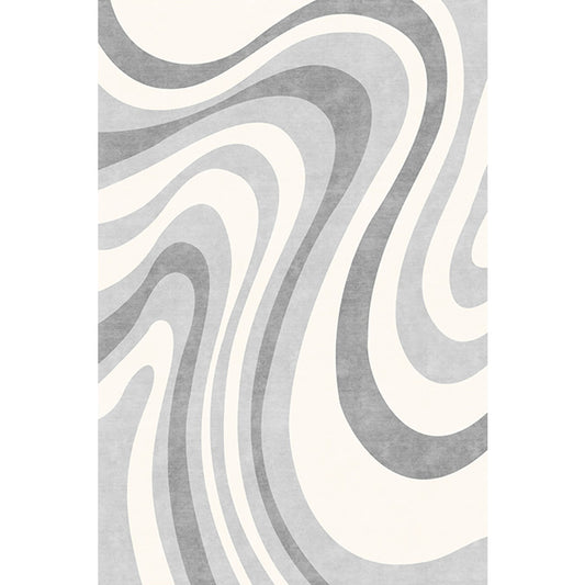 Unique Nordic Rug Grey Swirl Stripe Pattern Rug Pet Friendly Anti-Slip Washable Area Rug for Decoration Clearhalo 'Area Rug' 'Modern' 'Rugs' Rug' 1780189