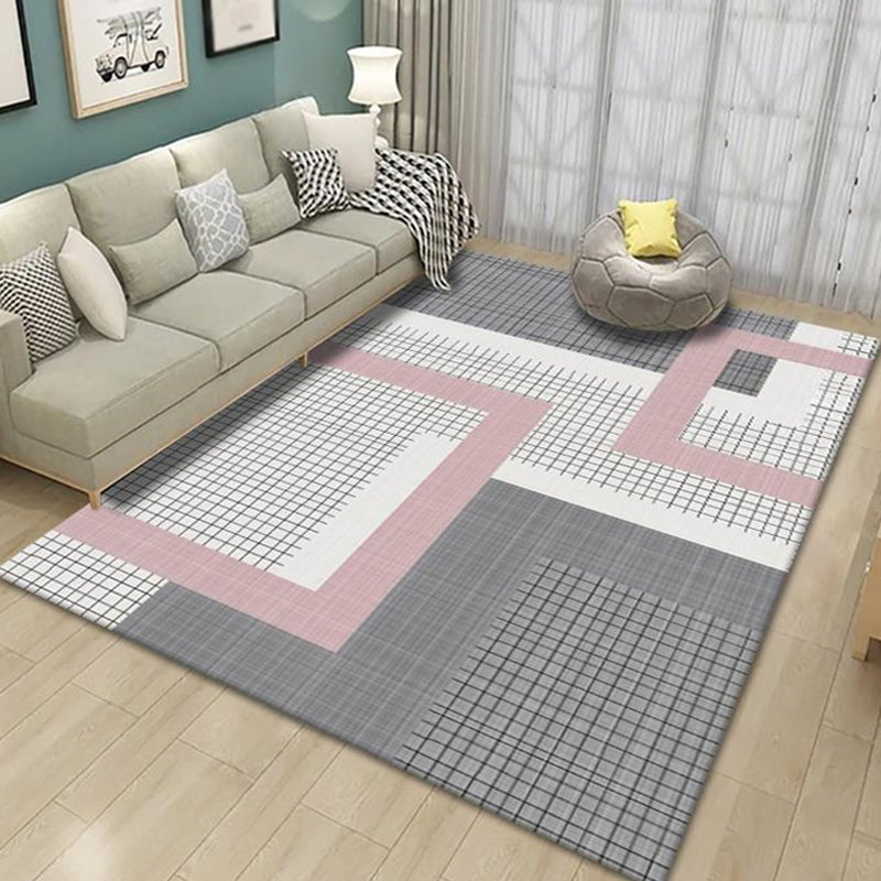 Creative Multicolor Modernist Rug Polyester Striped and Geometric Pattern Rug Washable Pet Friendly Non-Slip Carpet for Living Room Pink Clearhalo 'Area Rug' 'Modern' 'Rugs' Rug' 1780258