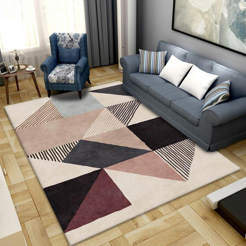 Creative Multicolor Modernist Rug Polyester Striped and Geometric Pattern Rug Washable Pet Friendly Non-Slip Carpet for Living Room Apricot Clearhalo 'Area Rug' 'Modern' 'Rugs' Rug' 1780259