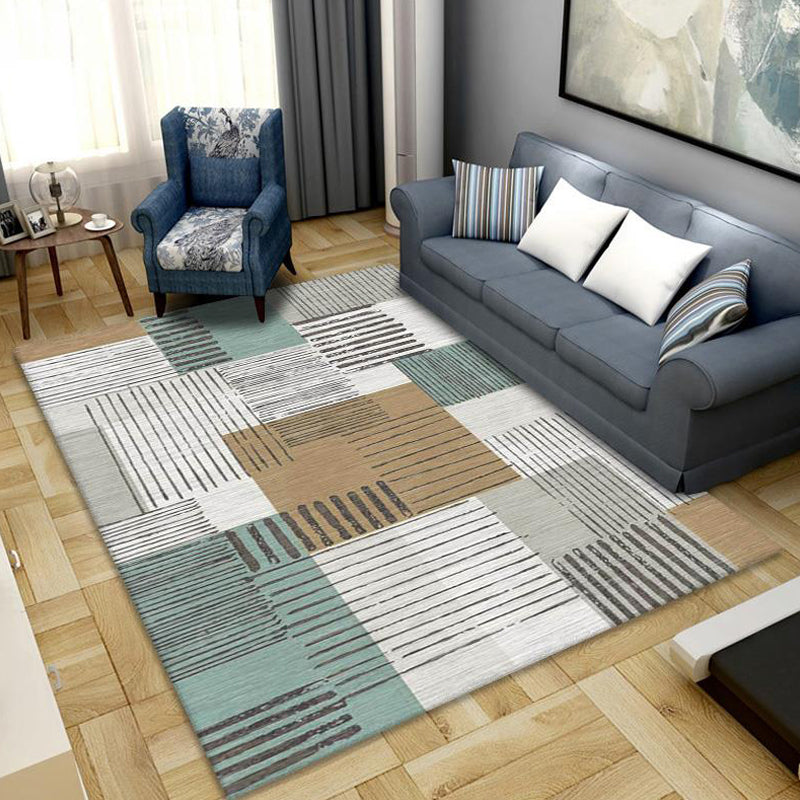 Creative Multicolor Modernist Rug Polyester Striped and Geometric Pattern Rug Washable Pet Friendly Non-Slip Carpet for Living Room Green Clearhalo 'Area Rug' 'Modern' 'Rugs' Rug' 1780260