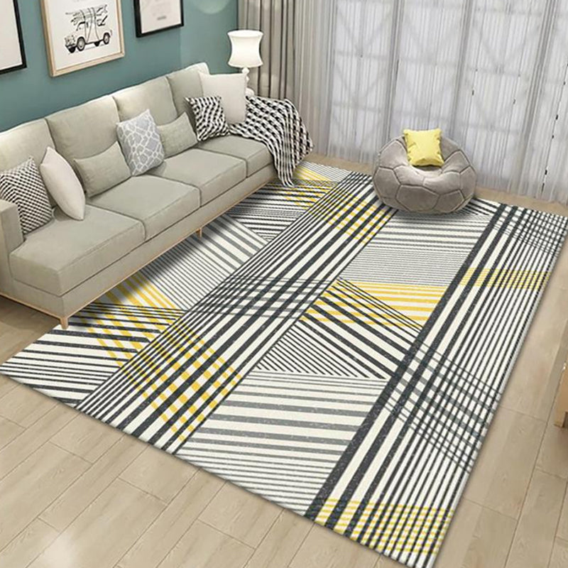 Creative Multicolor Modernist Rug Polyester Striped and Geometric Pattern Rug Washable Pet Friendly Non-Slip Carpet for Living Room Black Clearhalo 'Area Rug' 'Modern' 'Rugs' Rug' 1780262