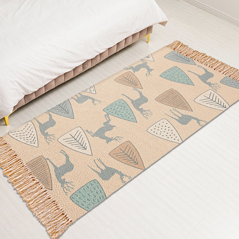 Tribal Deer Pattern Rug Brown Polyester Rug Non-Slip Backing Washable Pet Friendly Carpet for Home Clearhalo 'Area Rug' 'Modern' 'Rugs' Rug' 1780335