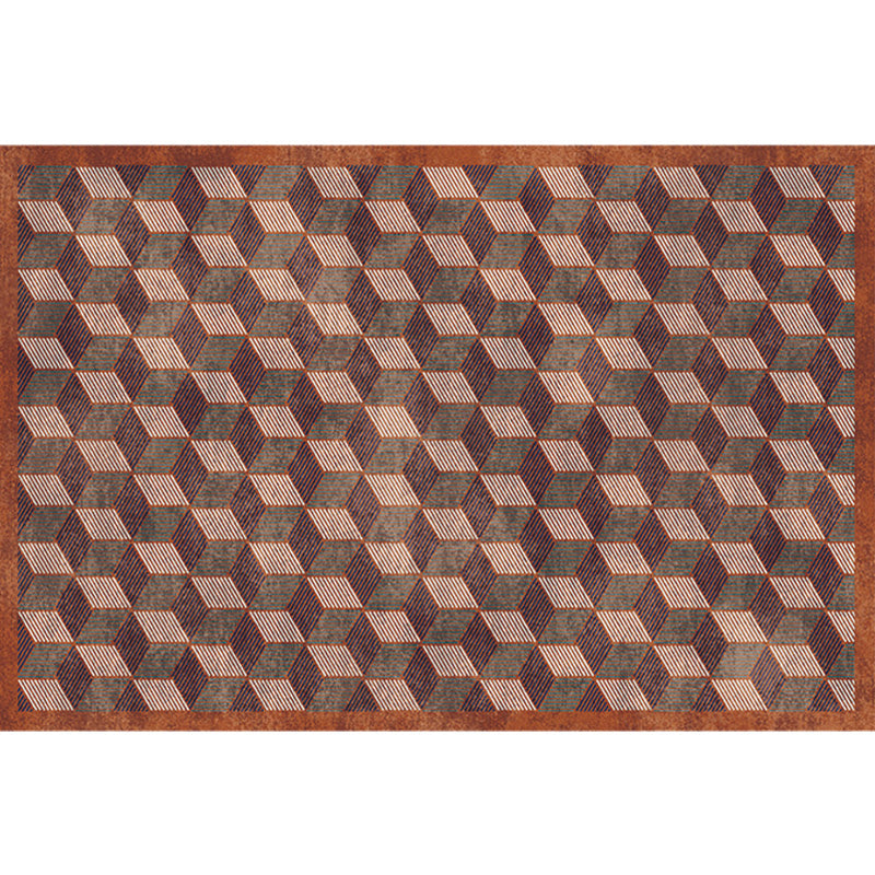 Contemporary Geometric Pattern Rug with Stripe Multicolor Polyester Rug Non-Slip Backing Washable Pet Friendly Carpet for Bedroom Dark Brown Clearhalo 'Area Rug' 'Modern' 'Rugs' Rug' 1780349