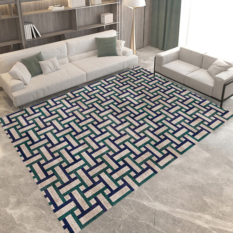 Contemporary Geometric Pattern Rug with Stripe Multicolor Polyester Rug Non-Slip Backing Washable Pet Friendly Carpet for Bedroom Grey Clearhalo 'Area Rug' 'Modern' 'Rugs' Rug' 1780355