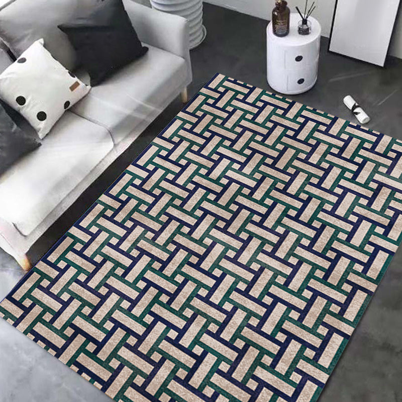 Contemporary Geometric Pattern Rug with Stripe Multicolor Polyester Rug Non-Slip Backing Washable Pet Friendly Carpet for Bedroom Clearhalo 'Area Rug' 'Modern' 'Rugs' Rug' 1780356