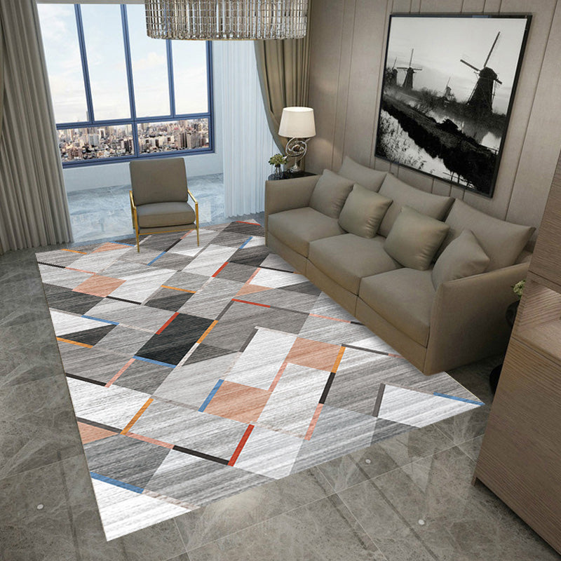 Contemporary Geometric Pattern Rug with Stripe Multicolor Polyester Rug Non-Slip Backing Washable Pet Friendly Carpet for Bedroom Brown Clearhalo 'Area Rug' 'Modern' 'Rugs' Rug' 1780358